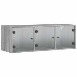 vidaXL Mueble de pared puertas de vidrio gris Sonoma 102x37x35 cm