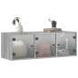 vidaXL Mueble de pared puertas de vidrio gris Sonoma 102x37x35 cm vidaXL Mueble de pared puertas de vidrio gris Sonoma 102x37x35 cm