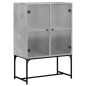 vidaXL Armario auxiliar puertas de vidrio gris hormigón 69x37x100 cm vidaXL Armario auxiliar puertas de vidrio gris hormigón 69x37x100 cm