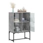 vidaXL Armario auxiliar puertas de vidrio gris hormigón 69x37x100 cm vidaXL Armario auxiliar puertas de vidrio gris hormigón 69x37x100 cm