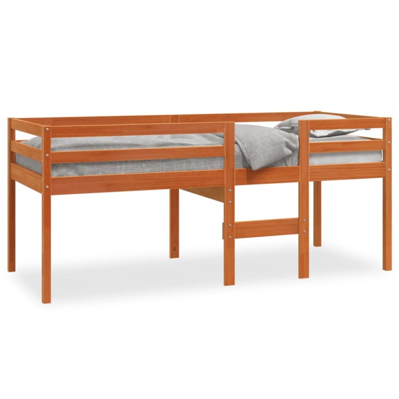 vidaXL Cama alta madera maciza de pino marrón cera 80x200 cm vidaXL Cama alta madera maciza de pino marrón cera 80x200 cm