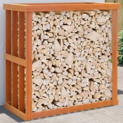 vidaXL Soporte leña de exterior madera pino marrón cera 109x52x106 cm
