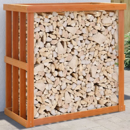 vidaXL Soporte leña de exterior madera pino marrón cera 109x52x106 cm