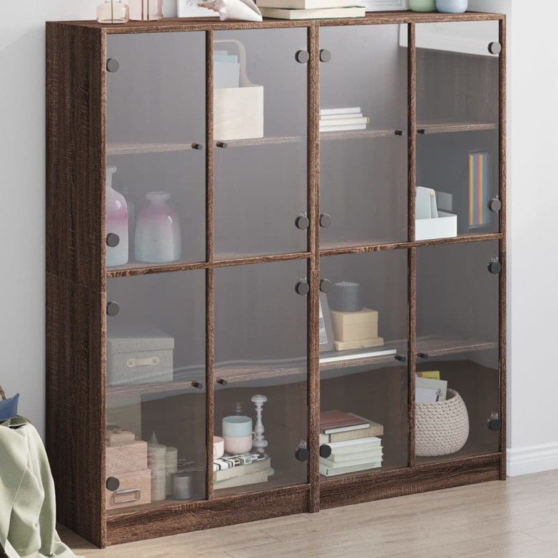vidaXL Estantería con puertas madera marrón roble 136x37x142 cm vidaXL Estantería con puertas madera marrón roble 136x37x142 cm