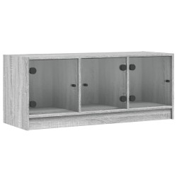 vidaXL Mueble de TV con puertas de vidrio gris Sonoma 102x37x42 cm