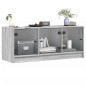 vidaXL Mueble de TV con puertas de vidrio gris Sonoma 102x37x42 cm