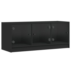 vidaXL Mueble de TV con puertas de vidrio negro 102x37x42 cm