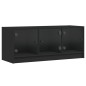 vidaXL Mueble de TV con puertas de vidrio negro 102x37x42 cm vidaXL Mueble de TV con puertas de vidrio negro 102x37x42 cm