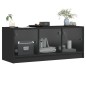 vidaXL Mueble de TV con puertas de vidrio negro 102x37x42 cm vidaXL Mueble de TV con puertas de vidrio negro 102x37x42 cm