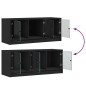 vidaXL Mueble de TV con puertas de vidrio negro 102x37x42 cm vidaXL Mueble de TV con puertas de vidrio negro 102x37x42 cm