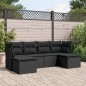vidaXL Set de sofás de jardín 6 piezas y cojines ratán sintético negro vidaXL Set de sofás de jardín 6 piezas y cojines ratán sintético negro