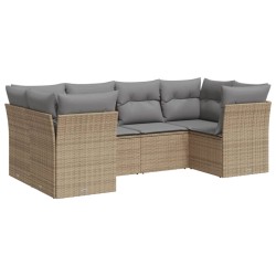 vidaXL Juego de sofás jardín con cojines 6 pzas ratán sintético beige