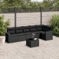 vidaXL Set de comedor de jardín 7 pzas y cojines ratán sintético negro