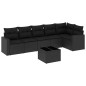 vidaXL Set de comedor de jardín 7 pzas y cojines ratán sintético negro