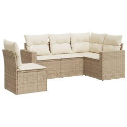 vidaXL Juego de sofás jardín con cojines 5 pzas ratán sintético beige