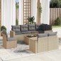 vidaXL Set de sofás de jardín 9 pzas con cojines ratán sintético beige vidaXL Set de sofás de jardín 9 pzas con cojines ratán sintético beige