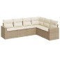 vidaXL Juego de sofás jardín con cojines 6 pzas ratán sintético beige vidaXL Juego de sofás jardín con cojines 6 pzas ratán sintético beige