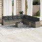 vidaXL Set de sofás de jardín 10 pzas con cojines ratán sintético gris vidaXL Set de sofás de jardín 10 pzas con cojines ratán sintético gris