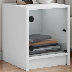 vidaXL Mesita de noche con puerta de vidrio blanco 35x37x42 cm