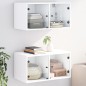 vidaXL Mueble pared con puertas de vidrio 2 uds blanco 68,5x37x35 cm vidaXL Mueble pared con puertas de vidrio 2 uds blanco 68,5x37x35 cm
