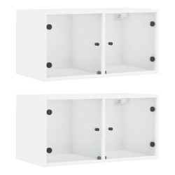 vidaXL Mueble pared con puertas de vidrio 2 uds blanco 68,5x37x35 cm