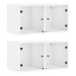 vidaXL Mueble pared con puertas de vidrio 2 uds blanco 68,5x37x35 cm vidaXL Mueble pared con puertas de vidrio 2 uds blanco 68,5x37x35 cm