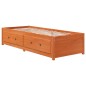 vidaXL Sofá cama de madera maciza de pino marrón cera 75x190 cm