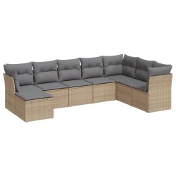 vidaXL Juego de sofás de jardín con cojines beige 8 pzas ratán PE