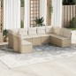 vidaXL Set de sofás de jardín 9 pzas con cojines ratán sintético beige vidaXL Set de sofás de jardín 9 pzas con cojines ratán sintético beige