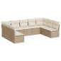 vidaXL Set de sofás de jardín 9 pzas con cojines ratán sintético beige vidaXL Set de sofás de jardín 9 pzas con cojines ratán sintético beige