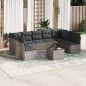 vidaXL Set de sofás de jardín 10 pzas con cojines ratán sintético gris vidaXL Set de sofás de jardín 10 pzas con cojines ratán sintético gris
