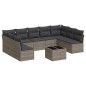 vidaXL Set de sofás de jardín 10 pzas con cojines ratán sintético gris vidaXL Set de sofás de jardín 10 pzas con cojines ratán sintético gris