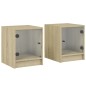 vidaXL Mesitas noche con puertas vidrio 2 uds roble Sonoma 35x37x42 cm vidaXL Mesitas noche con puertas vidrio 2 uds roble Sonoma 35x37x42 cm