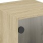 vidaXL Mesitas noche con puertas vidrio 2 uds roble Sonoma 35x37x42 cm vidaXL Mesitas noche con puertas vidrio 2 uds roble Sonoma 35x37x42 cm
