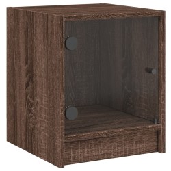 vidaXL Mesita de noche con puerta de vidrio roble marrón 35x37x42 cm