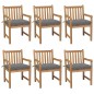 vidaXL Sillas de jardín 6 uds madera maciza de teca cojines gris vidaXL Sillas de jardín 6 uds madera maciza de teca cojines gris