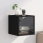 vidaXL Mesita de noche con puerta de vidrio negro 35x37x35 cm vidaXL Mesita de noche con puerta de vidrio negro 35x37x35 cm
