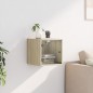 vidaXL Mesita de noche con puerta de vidrio roble Sonoma 35x37x35 cm