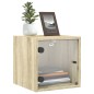 vidaXL Mesita de noche con puerta de vidrio roble Sonoma 35x37x35 cm