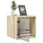 vidaXL Mesita de noche con puerta de vidrio roble Sonoma 35x37x35 cm