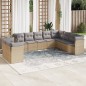 vidaXL Juego de sofás jardín con cojines beige 10 pzas ratán sintético vidaXL Juego de sofás jardín con cojines beige 10 pzas ratán sintético