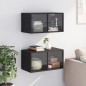 vidaXL Mueble pared con puertas de vidrio 2 uds negro 68,5x37x35 cm vidaXL Mueble pared con puertas de vidrio 2 uds negro 68,5x37x35 cm