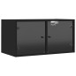 vidaXL Mueble pared con puertas de vidrio 2 uds negro 68,5x37x35 cm vidaXL Mueble pared con puertas de vidrio 2 uds negro 68,5x37x35 cm