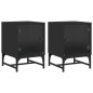 vidaXL Mesitas de noche con puertas de vidrio 2 uds negro 35x37x50 cm