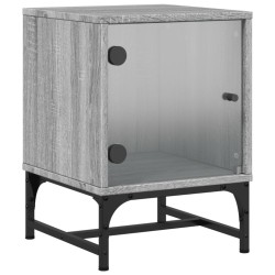 vidaXL Mesita de noche con puerta de vidrio gris Sonoma 35x37x50 cm