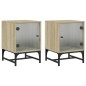 vidaXL Mesitas noche con puertas vidrio 2 uds roble Sonoma 35x37x50 cm vidaXL Mesitas noche con puertas vidrio 2 uds roble Sonoma 35x37x50 cm