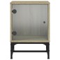 vidaXL Mesitas noche con puertas vidrio 2 uds roble Sonoma 35x37x50 cm vidaXL Mesitas noche con puertas vidrio 2 uds roble Sonoma 35x37x50 cm