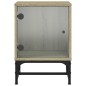 vidaXL Mesitas noche con puertas vidrio 2 uds roble Sonoma 35x37x50 cm vidaXL Mesitas noche con puertas vidrio 2 uds roble Sonoma 35x37x50 cm