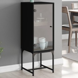 vidaXL Armario auxiliar con puerta de vidrio negro 35x37x100 cm