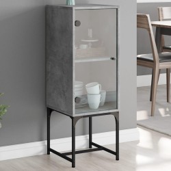vidaXL Armario auxiliar con puerta vidrio gris hormigón 35x37x100 cm